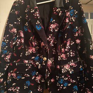 Black Flowered Corduroy Blazer